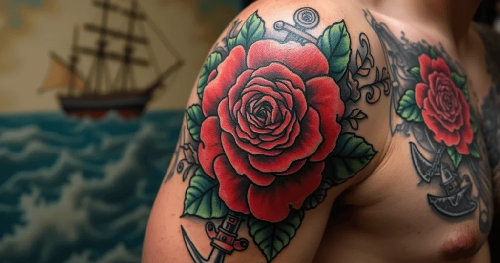 traditional rose tattoo